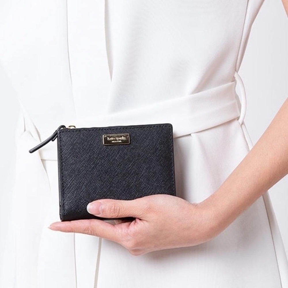 Kate Spade Neda Black Saffiano Leather Zip Around Mini Wallet